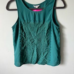American Eagle seafoam green embroidered beaded tank crop top